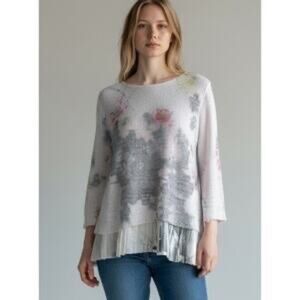 Sioni Sparkly Knit Ruffle Blouse SIZE L